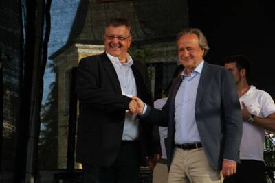 5. Manchinger Sommernacht 2023 Bürgermeister Herbert Nerb und Sindaco Andrea Tagliasacchi