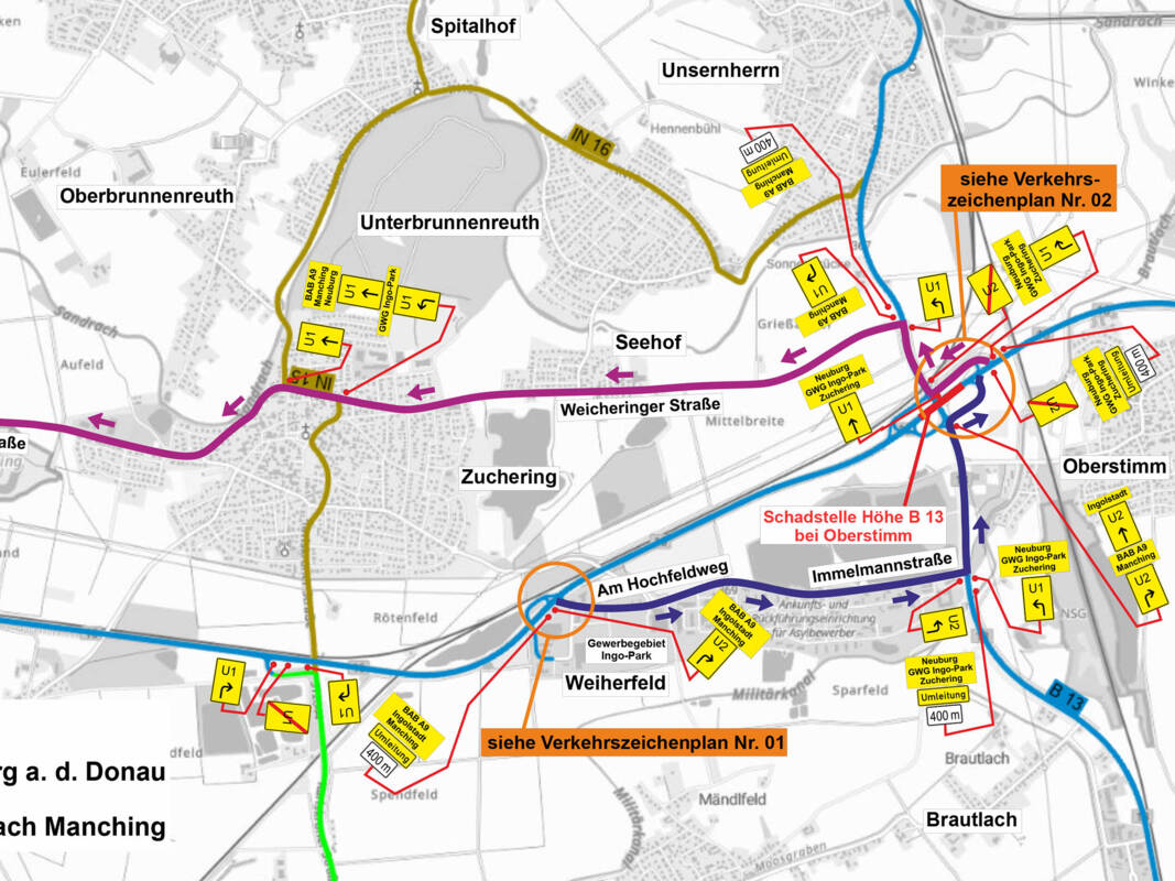 Vollsperrung B 16 westlich Oberstimm am Samstag, 18.04.2026 ab 7 Uhr